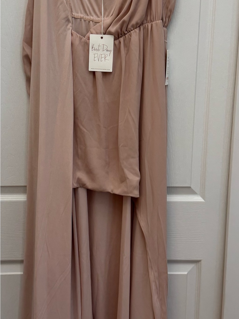 NEW Show me your MUMU Dress, Dusty Blush Crisp, Liz Maxi Dress XL, Wrap Dress - Picture 2 of 10